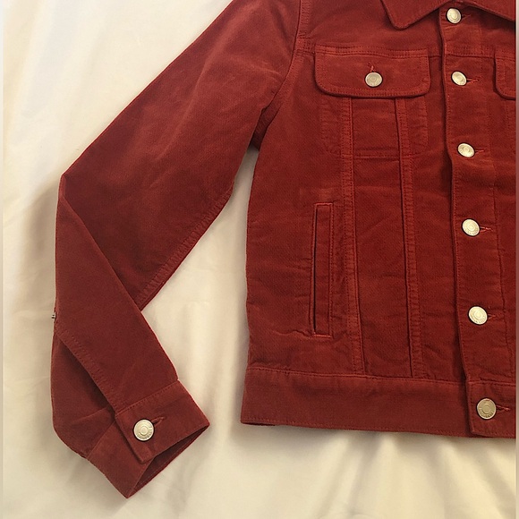 NWT Daily Blue By AG  Flacky Stretch Velveteen Collar Jacket In Ruby Size Small - Picture 3 of 11